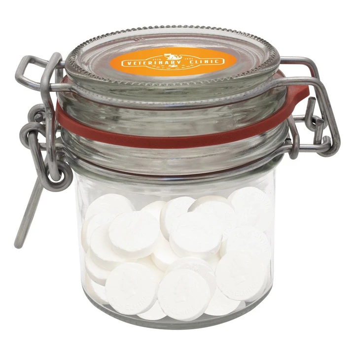 125ml/275gr Glass jar filled with peppermints