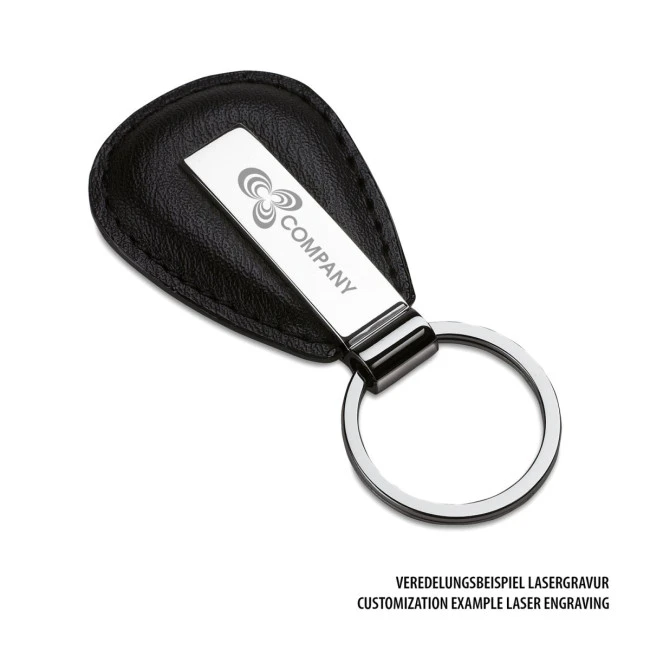 Round Leather Metal Keyring