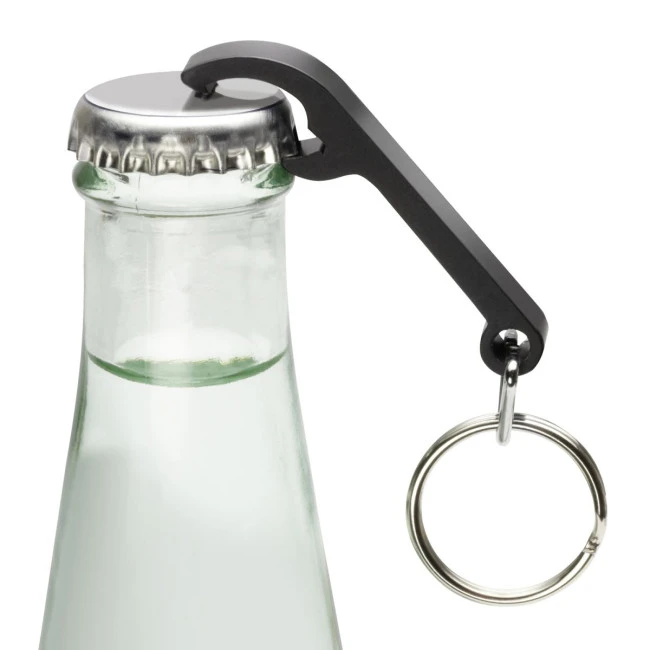 Black Aluminium Bottle Opener Keyring