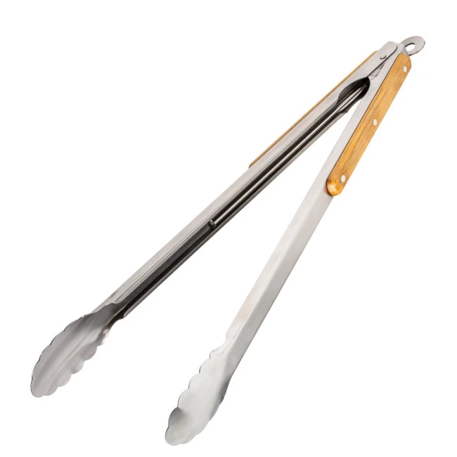 Bamboo & Stainless Steel BBQ Tongs