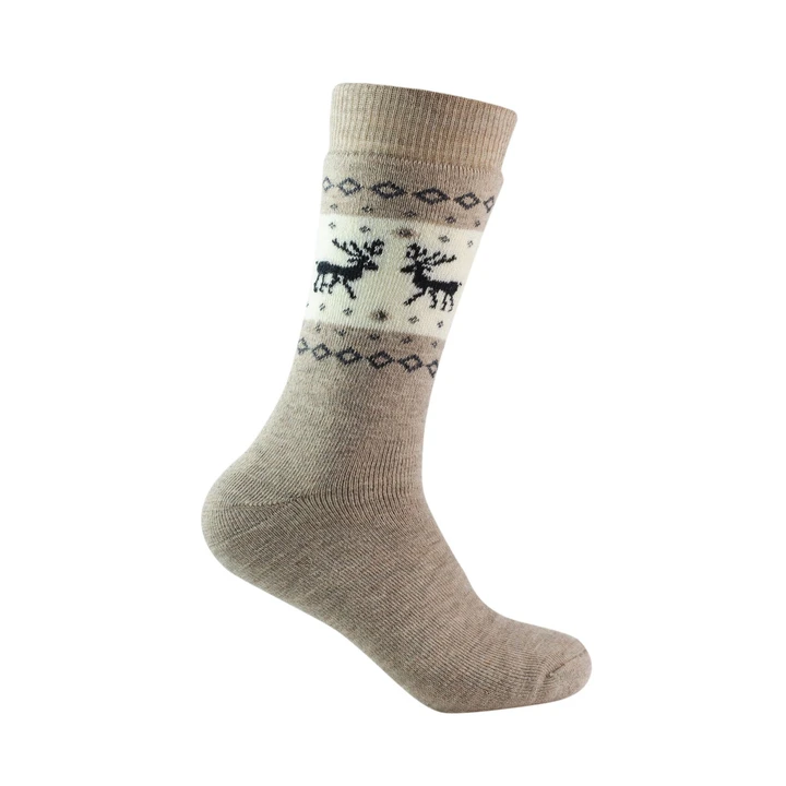 Deer Design Full Terry Crew Socks