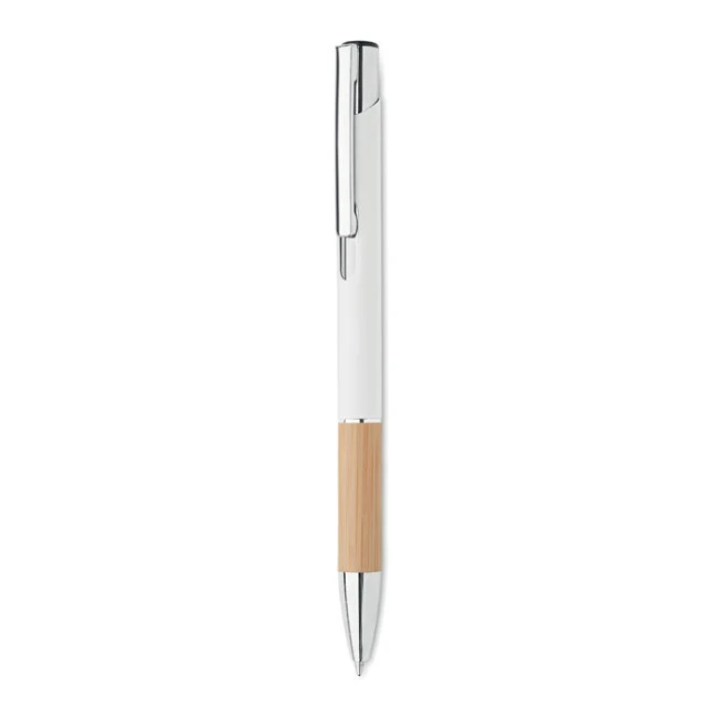 Push Button Aluminium Pen With Bamboo Grip