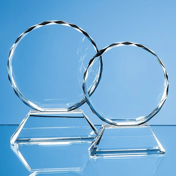 11cm Optical Crystal Mounted Facet Circle Award