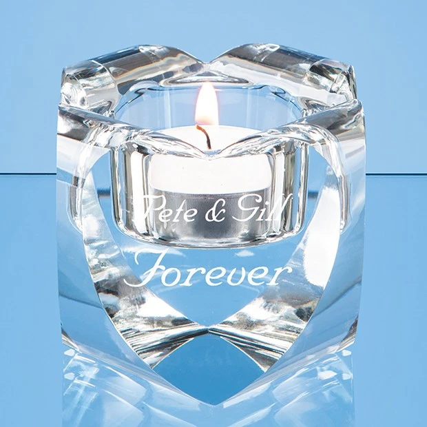 6cm Optical Crystal Heart Tealight Holder*