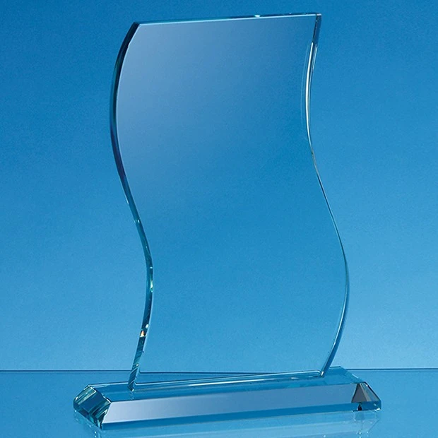 20.5cm x 13cm x 15mm Jade Glass Wave Award