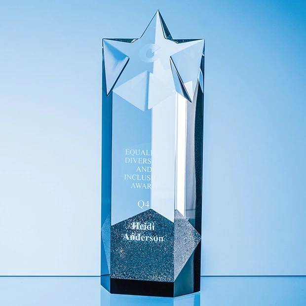 24cm Sparkling Silver Optical Crystal Star Column Award