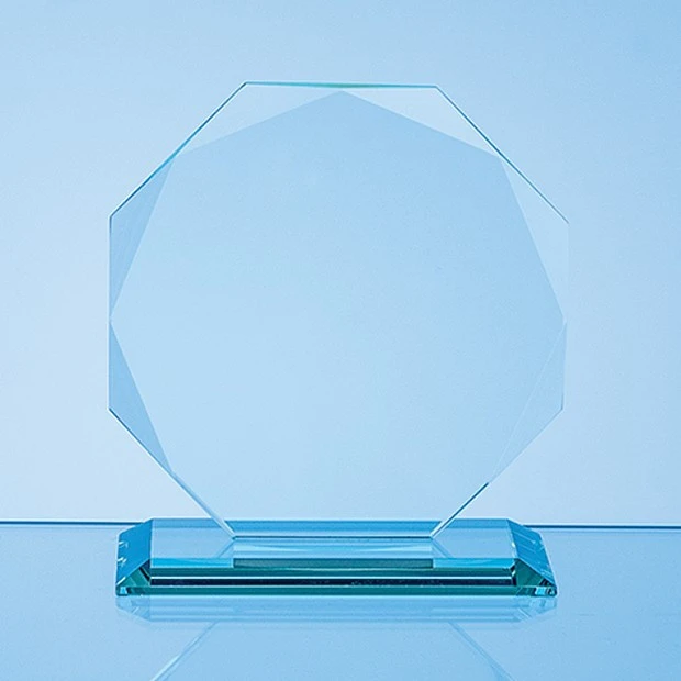 11.5cm x 11.5cm x 10mm Jade Glass Facetted Octagon Award