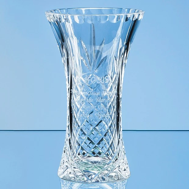 19cm Lead Crystal Panelled Flared Vase