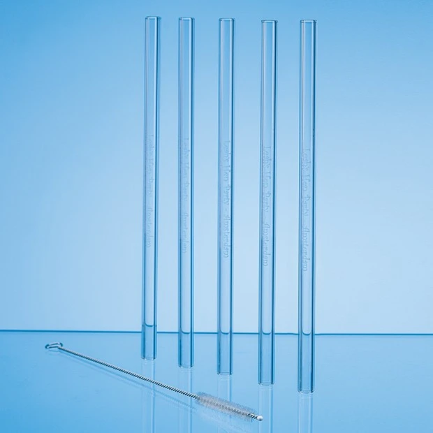 Set of 6 Glass Drinking Straws & Cleaning Brush