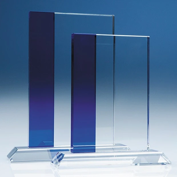 19cm Optical Crystal Blueline Rectangle