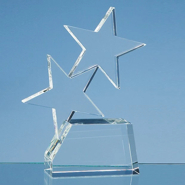 20cm Optical Crystal Double Rising Star Award