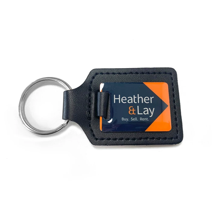 Leather Fob Enamelled Keyring