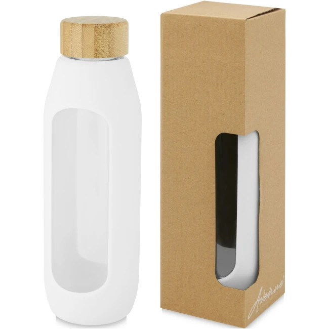 Tidan Borosilicate Glass Bottle With Silicone Grip 600ml