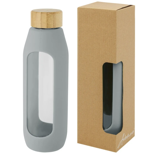 Tidan Borosilicate Glass Bottle With Silicone Grip 600ml