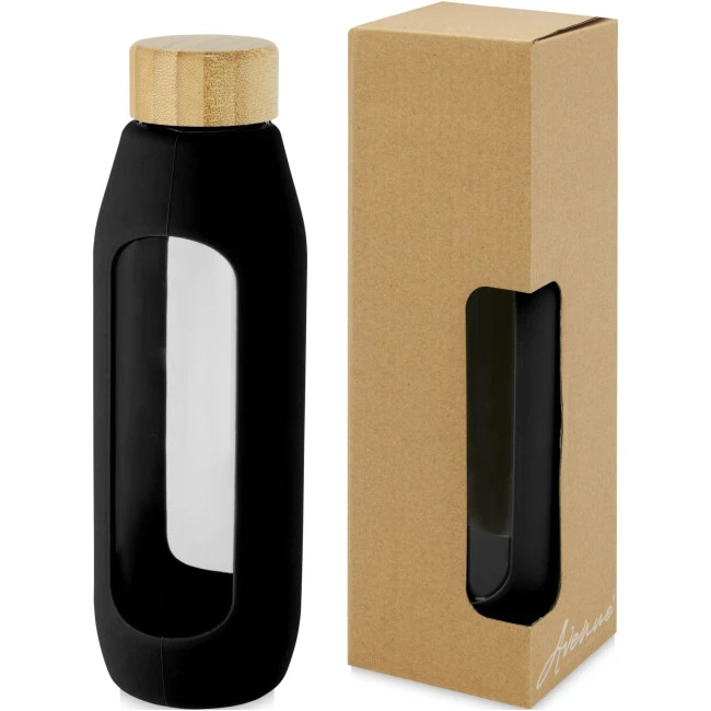 Tidan Borosilicate Glass Bottle With Silicone Grip 600ml