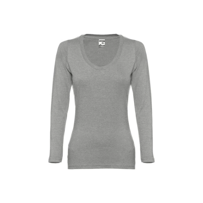 Bucharest Women's Long-Sleeved Scoop Neck Fitted T-shirt Cotton