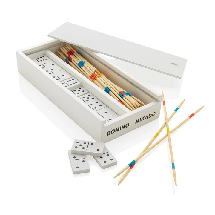 Deluxe Mikado/Domino In Wooden Box