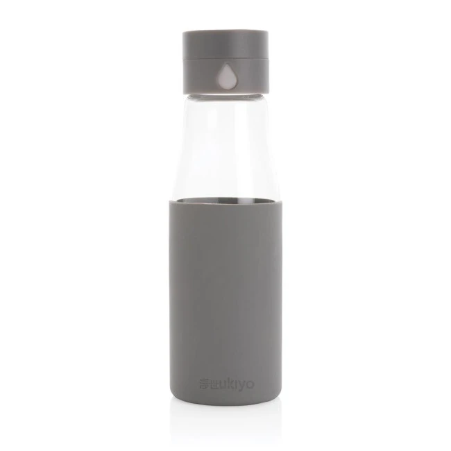 Ukiyo Glass Hydration Tracking Bottle With Sleeve 600ml