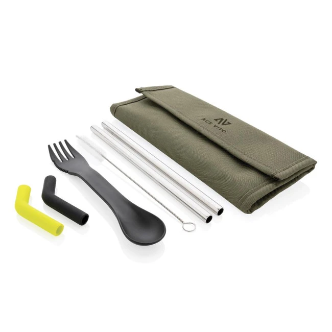 Tierra 2Pcs Straw And Cutlery Set In Pouch