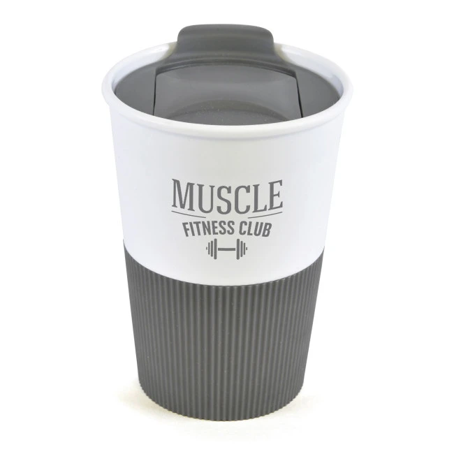 Rubber Base Plastic Take Out Mug 330ml