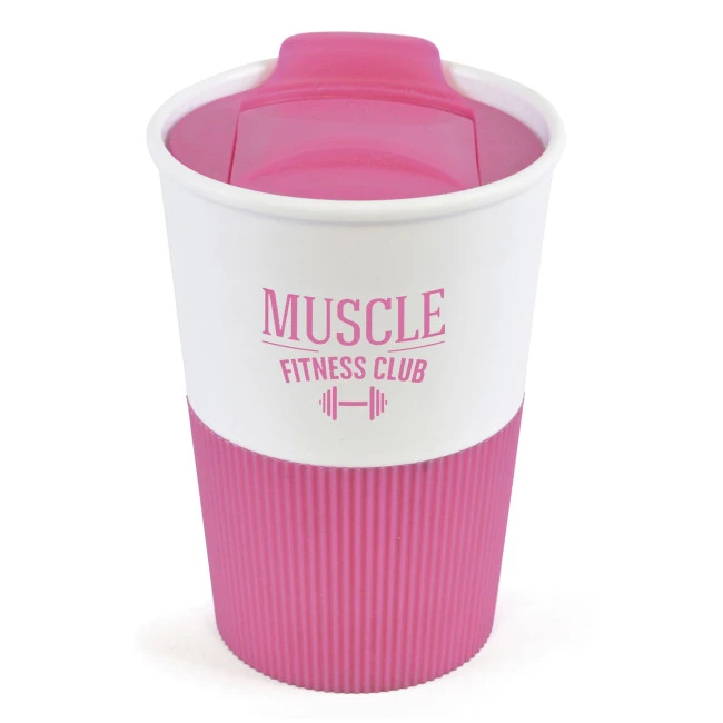 Rubber Base Plastic Take Out Mug 330ml