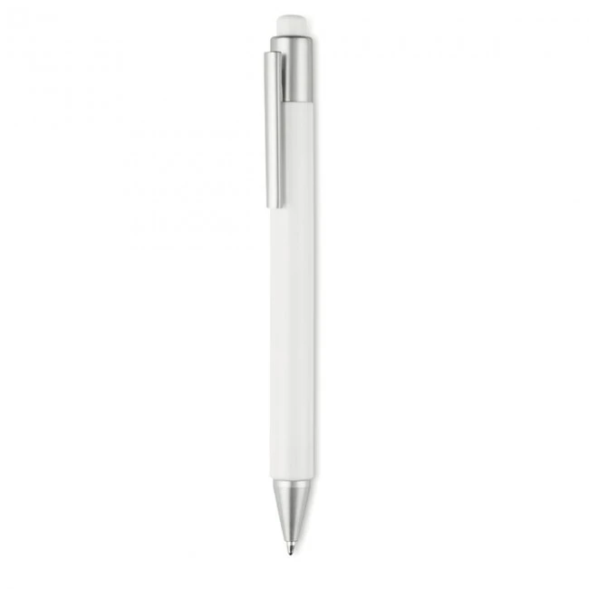 Plastic Push type pen blue in