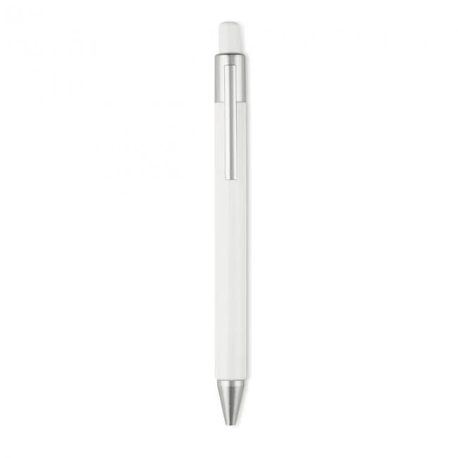 Plastic Push type pen blue in