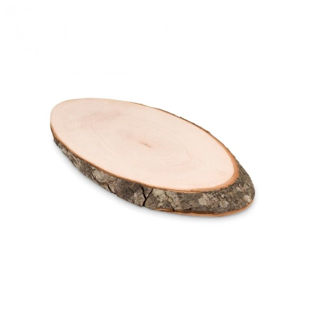 Oval board with bark