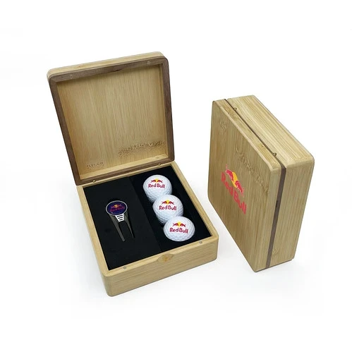 Mini Hinged Magnetic Bamboo Geo Golf Presentation Box