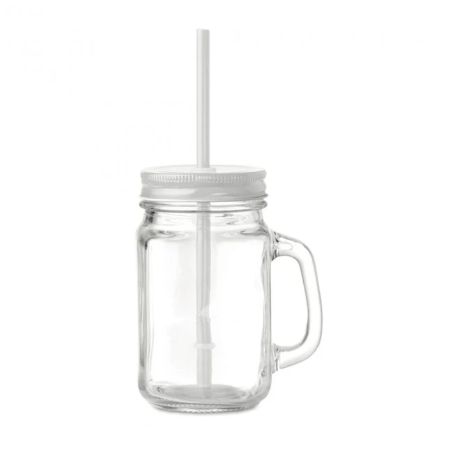 Glass Mason jar with straw