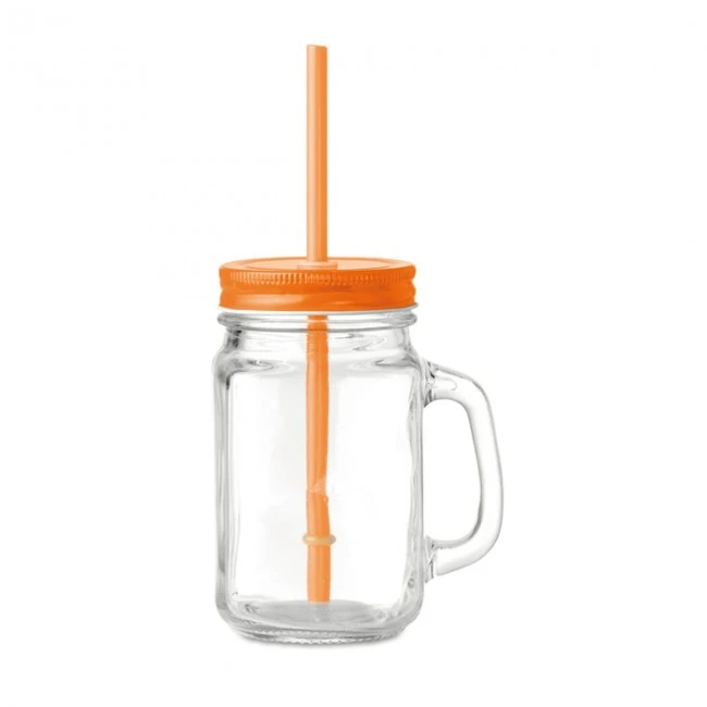 Glass Mason jar with straw