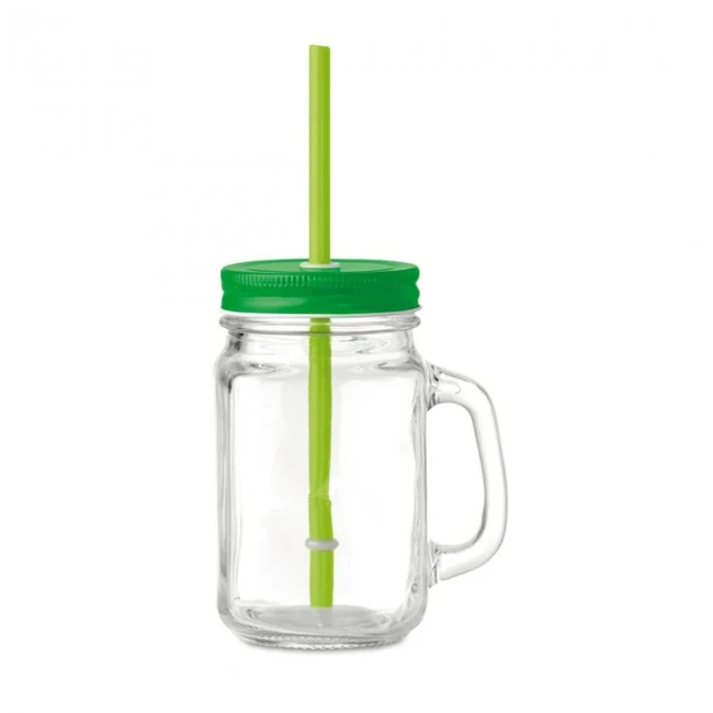 Glass Mason jar with straw