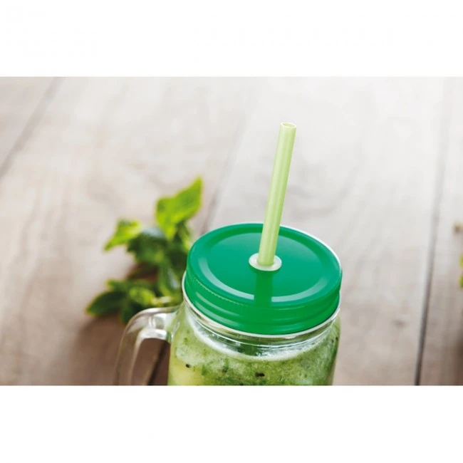 Glass Mason jar with straw