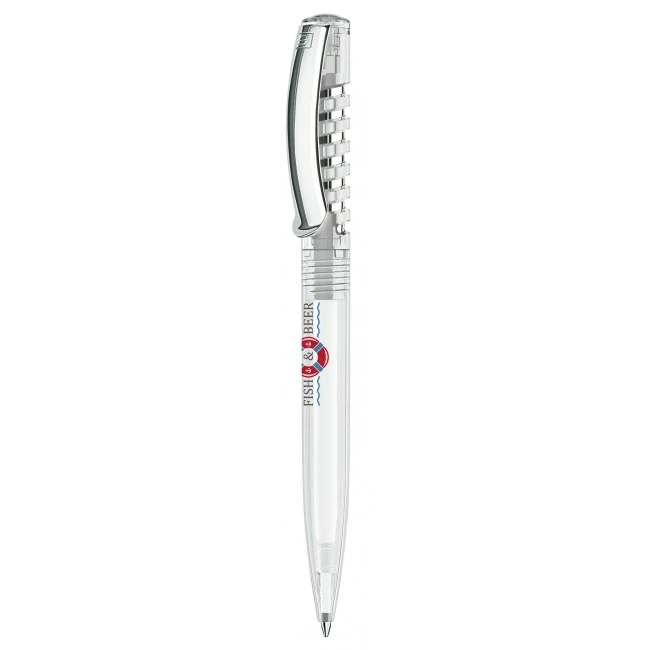 senator New Spring Clear plastic ball pen with metal clip