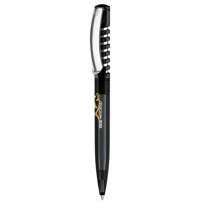 senator New Spring Clear plastic ball pen with metal clip