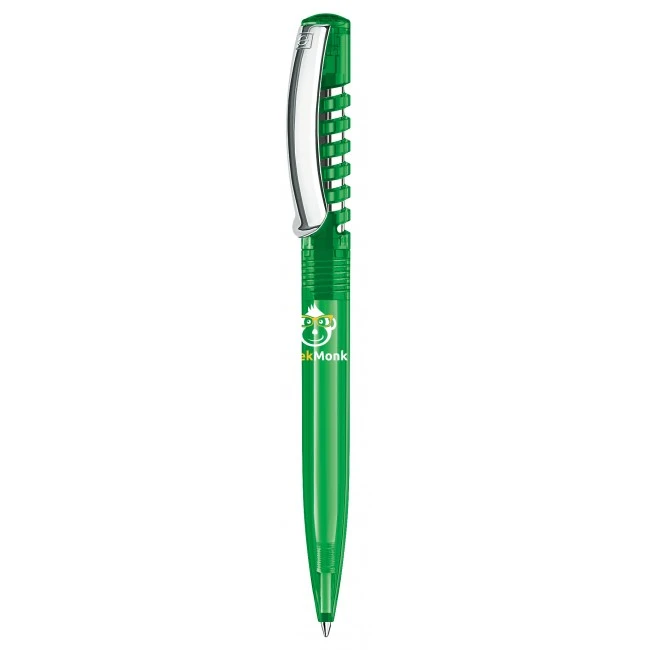 senator New Spring Clear plastic ball pen with metal clip