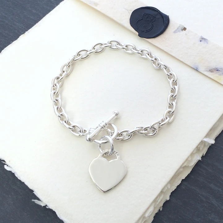 Sterling Silver Heart Charm Bracelet