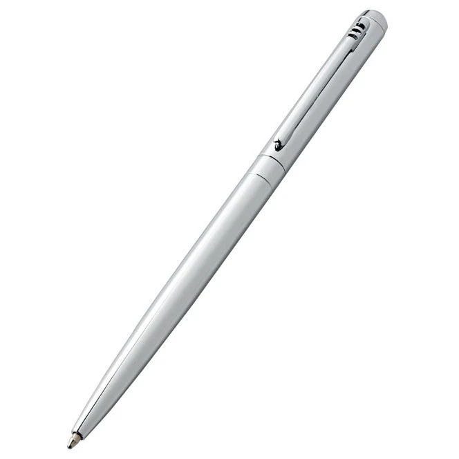 Slim Ballpoint Pen - Chrome - with Soft Touch in Cube Aluminium Box