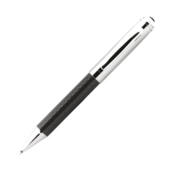 Carbon Fibre Ballpoint Pen - Chrome - in Chrome Box