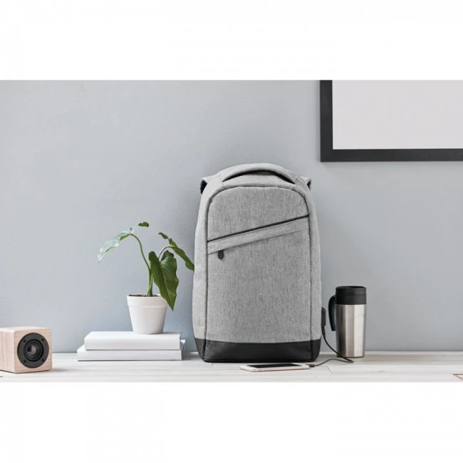 2 Tone Backpack With USB Charging Cable