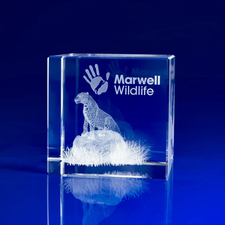 Crystal Cube Award or Paperweight, 60