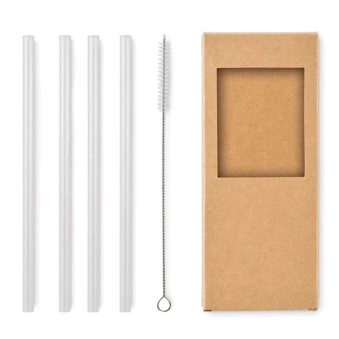 4 Reusable Glass Straws