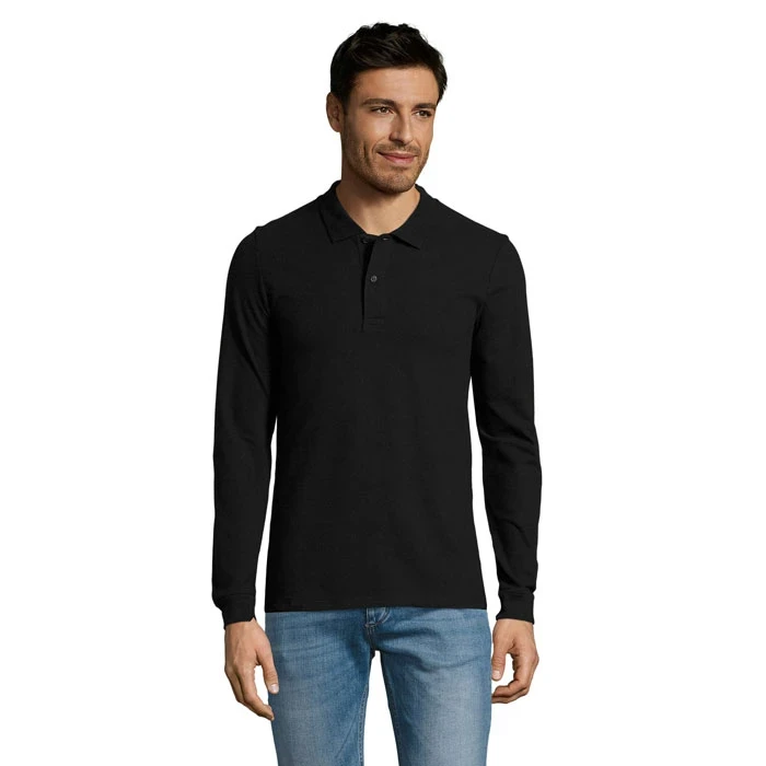 Perfect Long Sleeved Mens Polo Pique