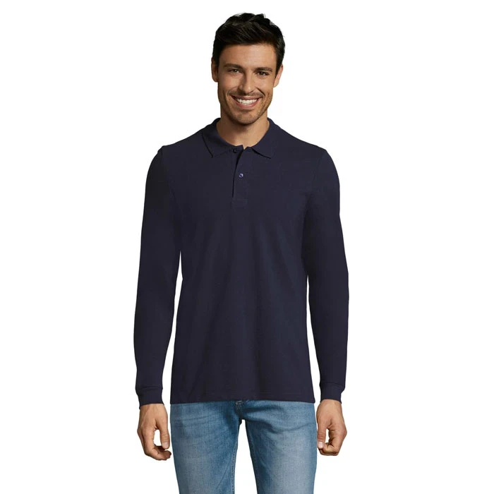 Perfect Long Sleeved Mens Polo Pique