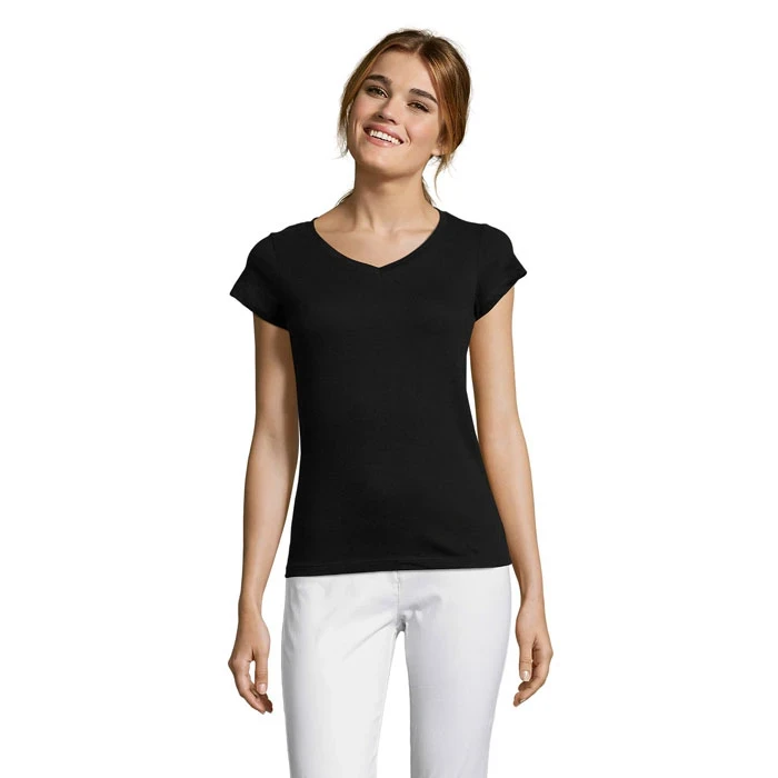 Moon Womens V-Neck T-Shirt