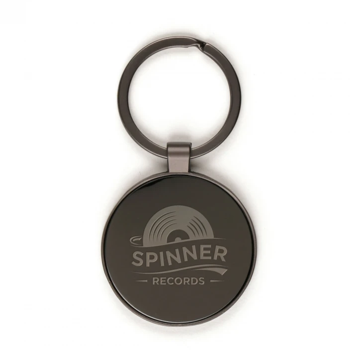 Circular Gun Metal Keyring 