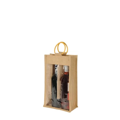 2 Bottle Jute Bag with Window