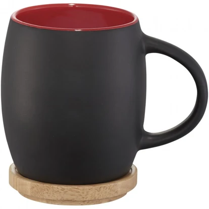 Hearth 400 ml ceramic mug with wooden lid/coaster