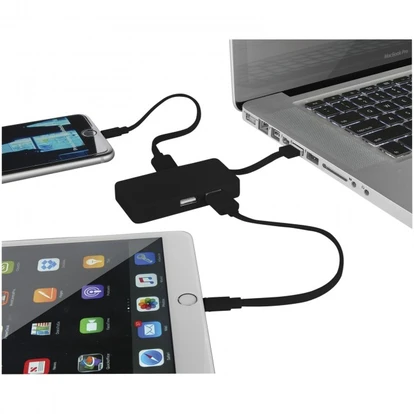 Grid 4-port USB hub with dual cables