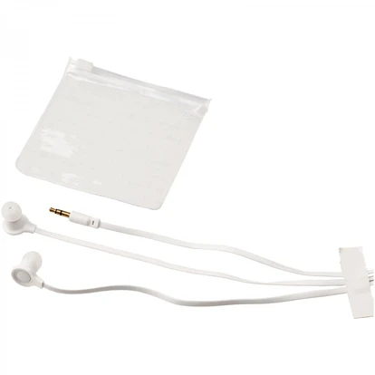 Dish earbuds with clear plastic pouch